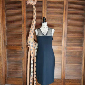 Lauren Ralph Lauren Black Silk Mesh Vneck Sheath Dress